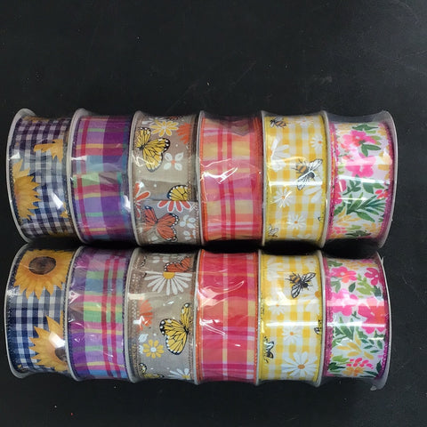 1.5”x10YD SPRING STACK OF 6 RIBBONS