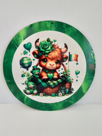 10" ST PATRICK'S DAY COW METAL SIGN