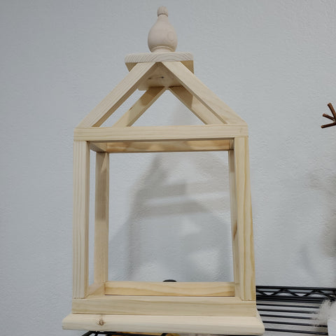 HAND CRAFTED WOODEN LANTERN 20X10X5 UNFINISHED