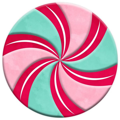 12"DIA METAL/EMBOSSED PEPPERMINT RED/PINK/MINT