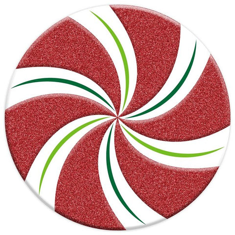 12"DIA METAL/EMBOSSED GLITTER PEPPERMINT RED/WHITE