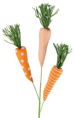 27”L Fabric Carrot Pick X 3 Orange/White/Green