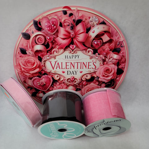 SIGN AND RIBBON KIT PINK ROSE VALENTINE