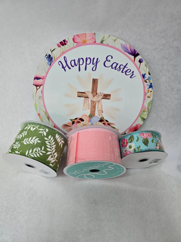 SIGN AND RIBBON KIT HAPPY EASTER CROSS