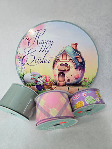 SIGN AND RIBBON KIT HAPPY EASTER EGG HOUSE