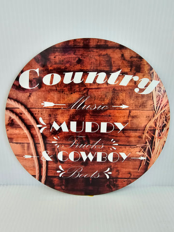 10" COUNTRY MUSIC METAL SIGN