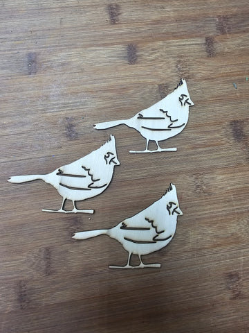 Set of 3 Wood Cardinal Cutouts