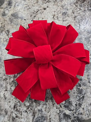 18" 2.5in Red Velvet Tree Topper Bow