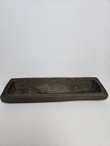 WOOD CURVED RECTANGLE TRAY 18.75 X 5.75 X 2.5IN BLACK WOOD WOOD DOUGH BOWL