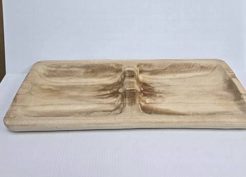 WOOD DOUBLE TRAY 22.75 X 10.75 X 1.75IN 10.25IN EACH SIDE;NATURAL WOOD WOOD DOUGH BOWL