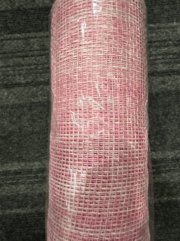10"X10YD TWO-TONE POLY BURLAP MESH PINK/WHITE