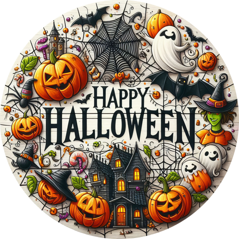 GHOST PUMPKIN HALLOWEEN 10" METAL SIGN