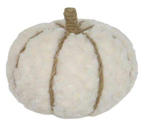 4.25"DIA X 3.5"H FUZZY/JUTE PUMPKIN IVORY