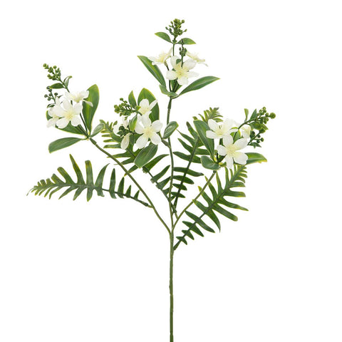 WH SPRAY BLOSSOM/FERN WHITE 8IN X 19IN POLYESTER/PLASTIC