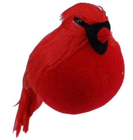 8.5"L CHUBBY FEATHER CARDINAL W/CLIP RED, W/CLIP