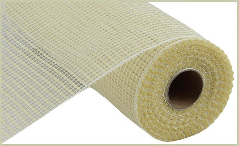 10"X10YD HORIZONTAL WIDE STRIPE MESH CREAM