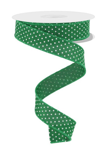 7/8"X10YD RAISED SWISS DOTS ON ROYAL EMERALD GREEN/WHITE (BC)