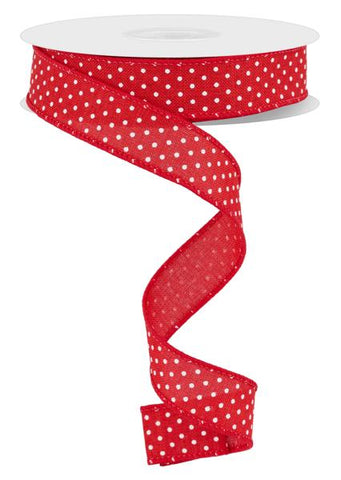 7/8"X10YD RAISED SWISS DOTS ON ROYAL RED/WHITE (AY)