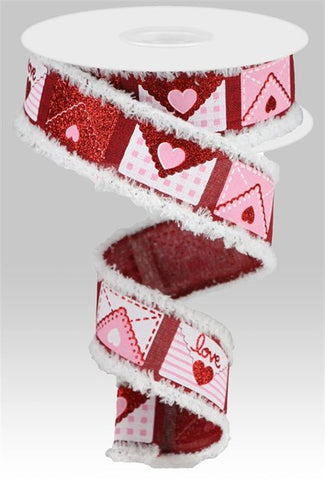 1.5"X10YD LOVE LETTERS/ROYAL/DRIFT BURGUNDY/WHITE/RED/PINK