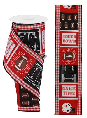4"X10YD 3-IN-1 FOOTBALL/CHECK RED/BLACK/WHITE