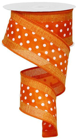 2.5"X10YD 3-IN-1 POLKA DOT/ROYAL ORANGE/WHITE (AX)