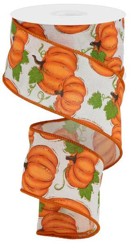 2.5"X10YD PUMPKIN PATCH OFF WHITE/ORANGE/MOSS (AK)