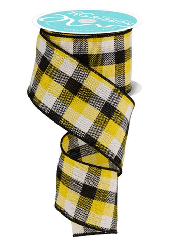 2.5"X10YD WOVEN CHECK BLACK/WHITE/YELLOW (AO)