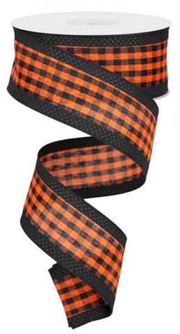 1.5"X10YD GINGHAM/ROYAL ORANGE/BLACK (AK)