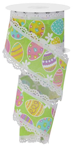 2.5"X10YD EASTER EGGS/LACE GRN/LT PINK/SOFT YLLW/LAV (S)