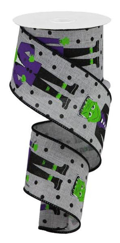 2.5"X10YD FRANKENSTEIN ON ROYAL W/DOTS LT GREY/GRN/PURPLE/BLACK (AK)