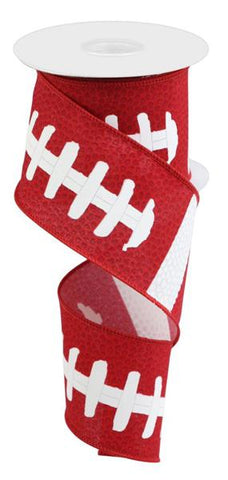 2.5"X10YD FOOTBALL LACES WHITE/RED/DK RED