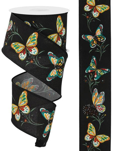2.5"X10YD BUTTERFLY/BRANCHES BLACK/MULTI (R)