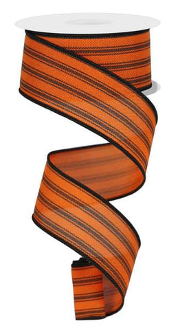 1.5"X10YD TICKING STRIPE ORANGE/BLACK (AK)