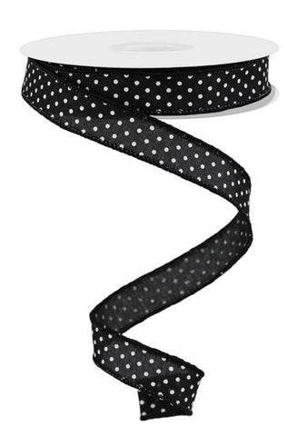 5/8"X10YD RAISED SWISS DOTS ON ROYAL BLACK/WHITE (AX)