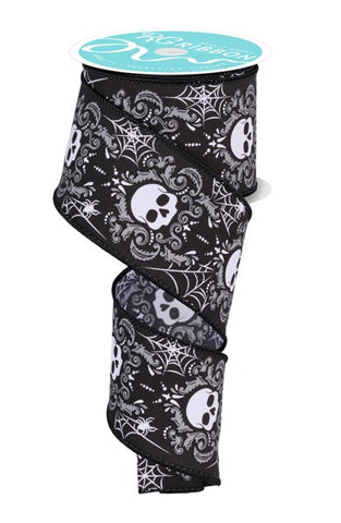 2.5"X10YD SKULL DAMASK BLACK/COOL GREY (AK)