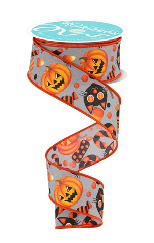 1.5"X10YD PUMPKIN/CAT/CANDY COOL GREY/MULTI (AI)