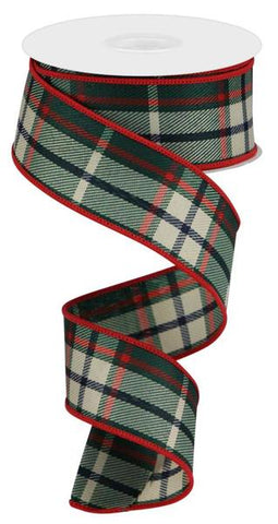 1.5"X10YD PLAID EMERALD/BEIGE/RED/BLACK (L)