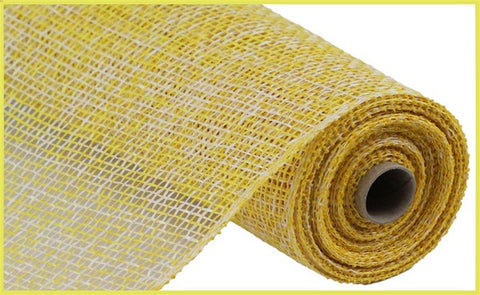 10"X10YD TWO-TONE POLY BURLAP MESH YELLOW/WHITE