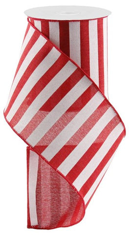 4"X10YD HORIZONTAL STRIPE RED/WHITE (U)