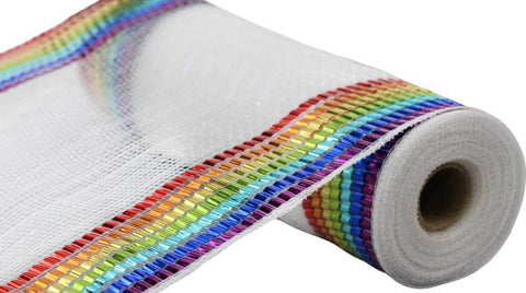 10.25"X10YD METALLIC XL FOIL BORDER MESH RAINBOW