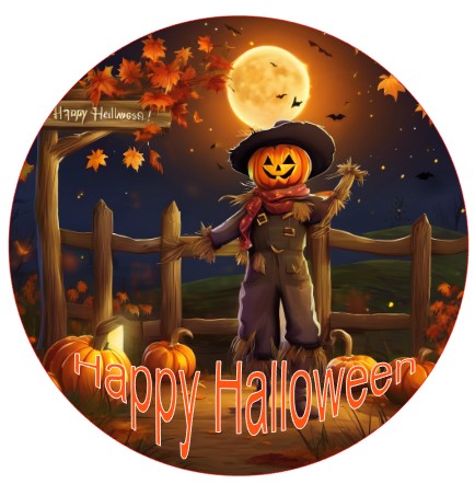 HAPPY HALLOWEEN SCARECROW 10" METAL SIGN
