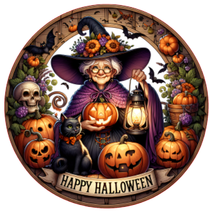 HALLOWEEN WITCH 10" METAL SIGN