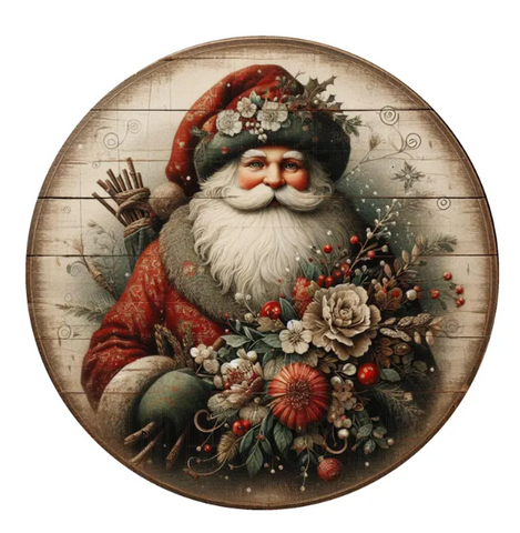 VINTAGE SANTA 10" METAL SIGN