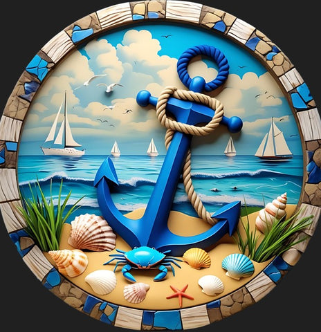 ANCHOR AND CRAB 10" METAL SIGN