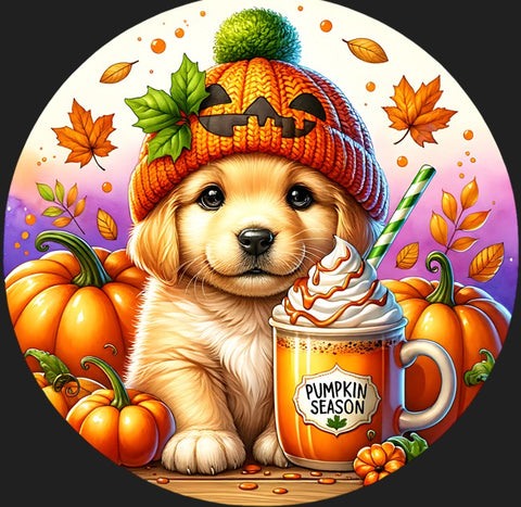 FALL PUPPY 10" METAL SIGN