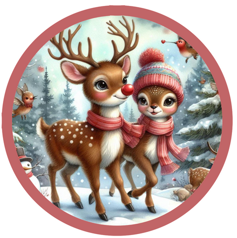 SNOW DEER 10" METAL SIGN