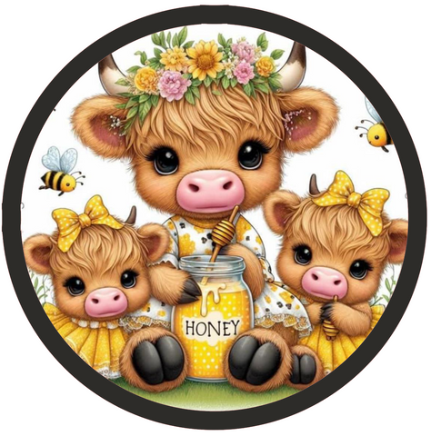 COWS AND BEES 10" METAL SIGN