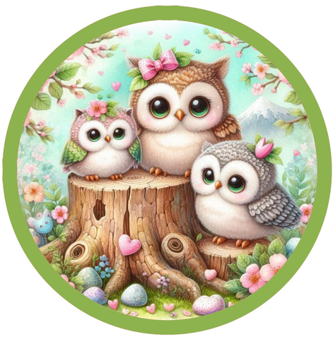 OWL FAMILY 10" METAL SIGN