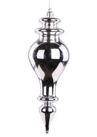 10" X 3.5" SHINY FINIAL W/HANGER SHINY SILVER