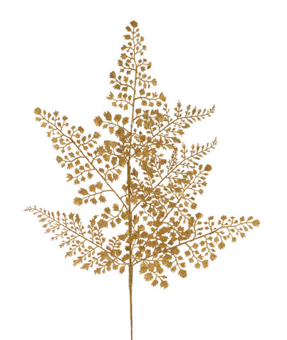 23"L GLITTER MAIDENHAIR FERN SPRAY X9 LASER GOLD